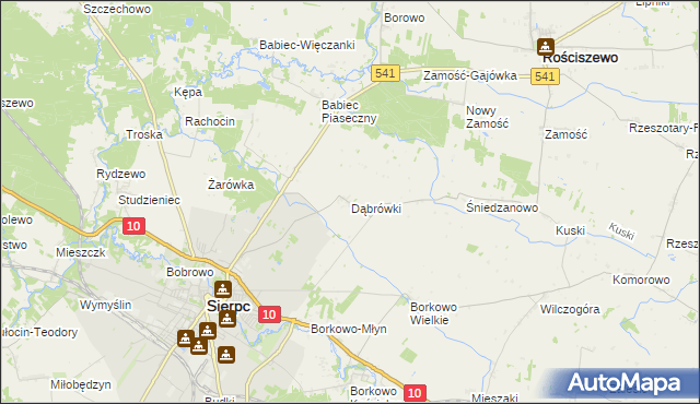 mapa Dąbrówki gmina Sierpc, Dąbrówki gmina Sierpc na mapie Targeo