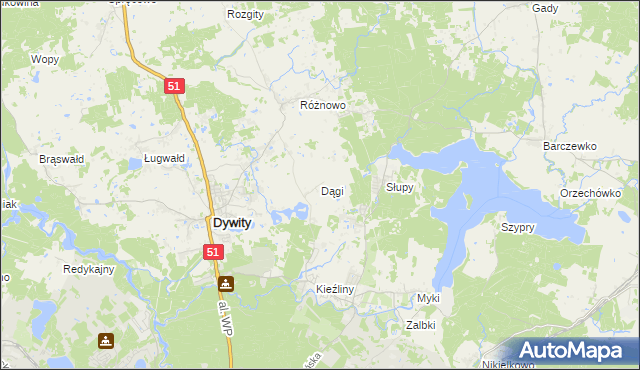 mapa Dągi, Dągi na mapie Targeo