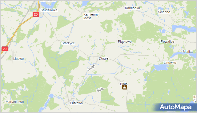 mapa Długie gmina Chociwel, Długie gmina Chociwel na mapie Targeo