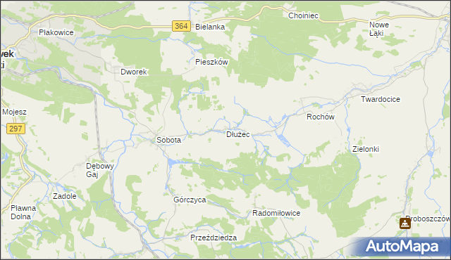 mapa Dłużec gmina Lwówek Śląski, Dłużec gmina Lwówek Śląski na mapie Targeo