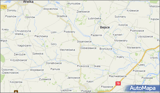 mapa Dobiesławice gmina Bejsce, Dobiesławice gmina Bejsce na mapie Targeo