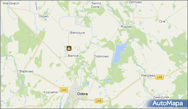 mapa Dobrkowo, Dobrkowo na mapie Targeo