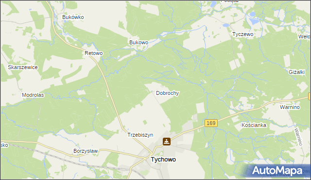 mapa Dobrochy gmina Tychowo, Dobrochy gmina Tychowo na mapie Targeo