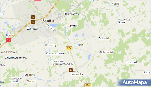 mapa Drahle, Drahle na mapie Targeo