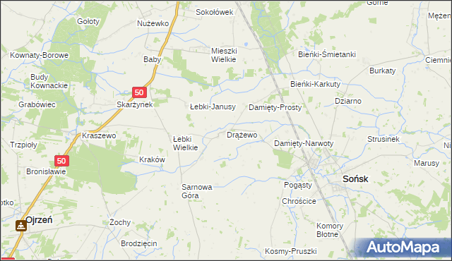 mapa Drążewo, Drążewo na mapie Targeo