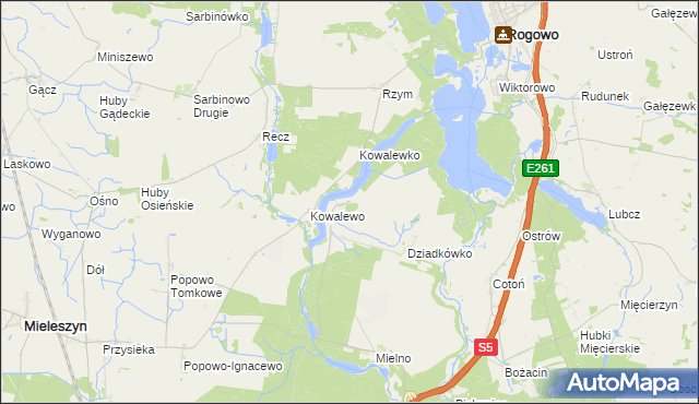 mapa Dziadkowo gmina Mieleszyn, Dziadkowo gmina Mieleszyn na mapie Targeo