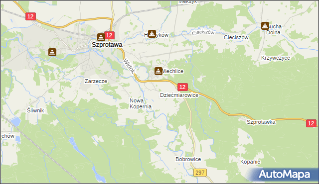 mapa Dziećmiarowice, Dziećmiarowice na mapie Targeo