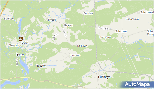 mapa Dzikowo gmina Lubiszyn, Dzikowo gmina Lubiszyn na mapie Targeo