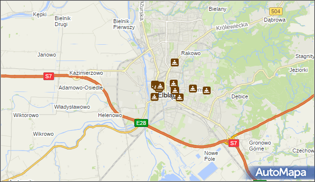 mapa Elbląga, Elbląg na mapie Targeo