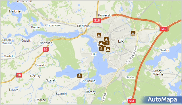 mapa Ełk powiat ełcki, Ełk powiat ełcki na mapie Targeo
