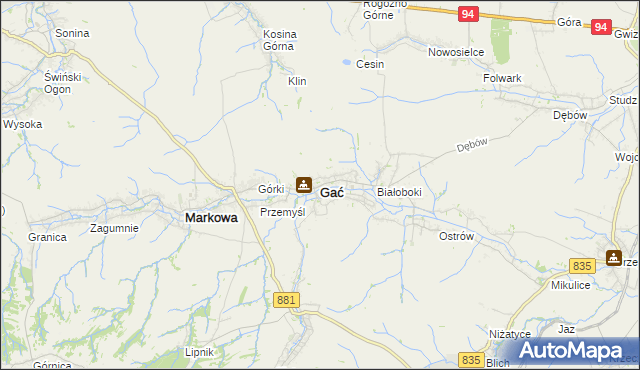 mapa Gać powiat przeworski, Gać powiat przeworski na mapie Targeo