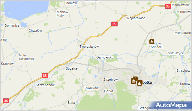 mapa Garncarsko gmina Sobótka, Garncarsko gmina Sobótka na mapie Targeo