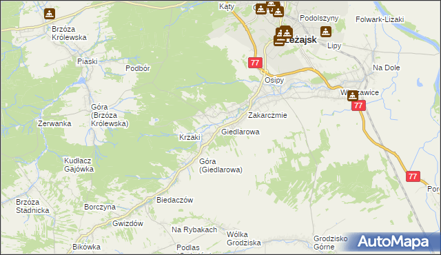 mapa Giedlarowa, Giedlarowa na mapie Targeo