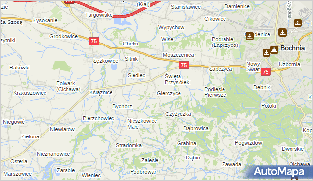 mapa Gierczyce gmina Bochnia, Gierczyce gmina Bochnia na mapie Targeo