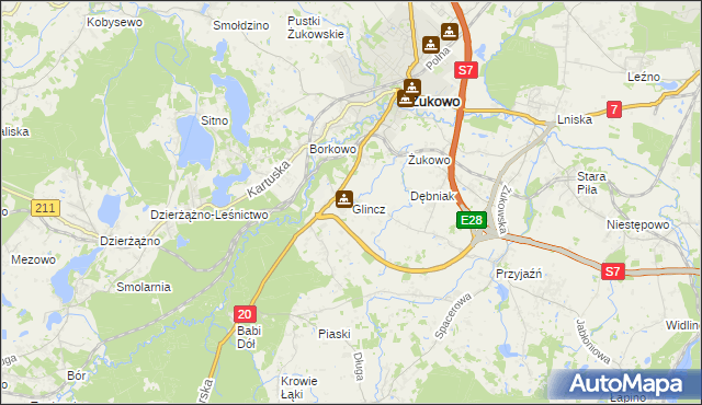 mapa Glincz, Glincz na mapie Targeo