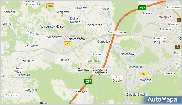 mapa Gniewce, Gniewce na mapie Targeo