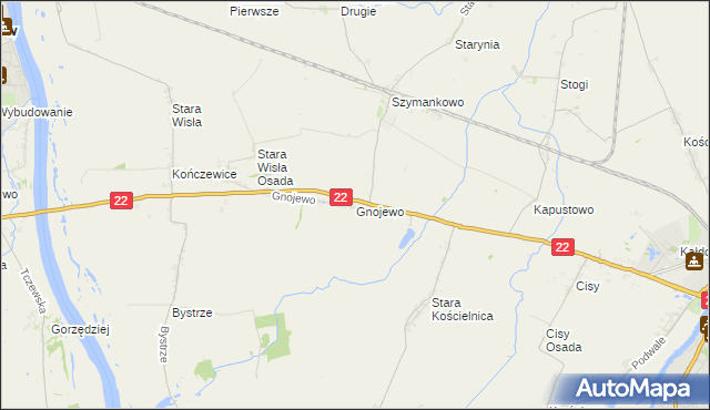 mapa Gnojewo gmina Miłoradz, Gnojewo gmina Miłoradz na mapie Targeo