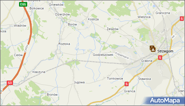 mapa Godzieszówek, Godzieszówek na mapie Targeo