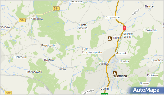 mapa Gola Dzierżoniowska, Gola Dzierżoniowska na mapie Targeo