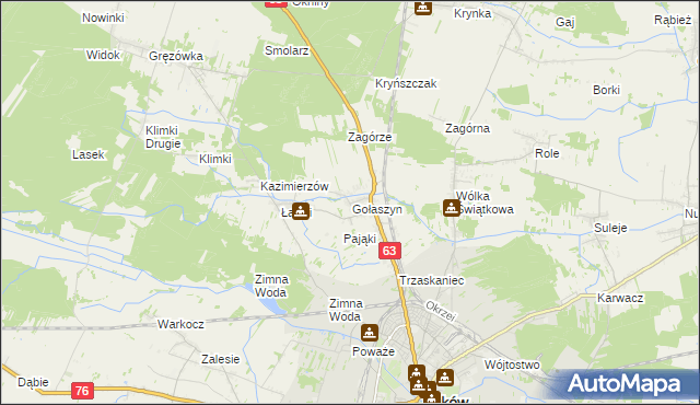 mapa Gołaszyn gmina Łuków, Gołaszyn gmina Łuków na mapie Targeo