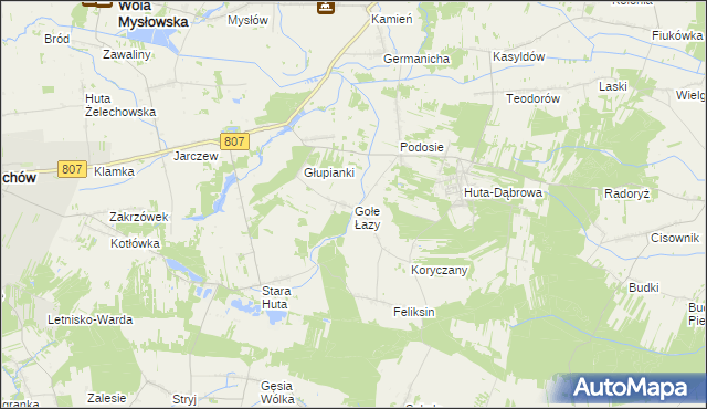 mapa Gołe Łazy, Gołe Łazy na mapie Targeo
