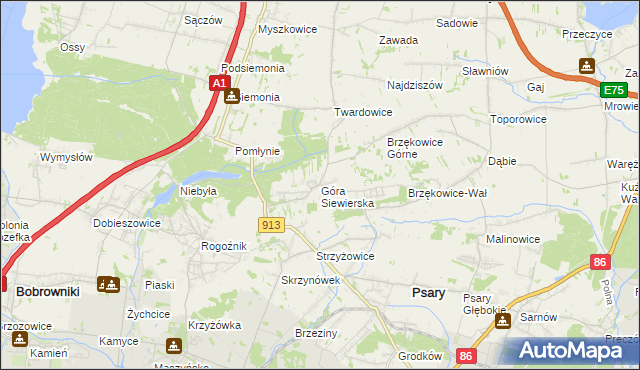mapa Góra Siewierska, Góra Siewierska na mapie Targeo