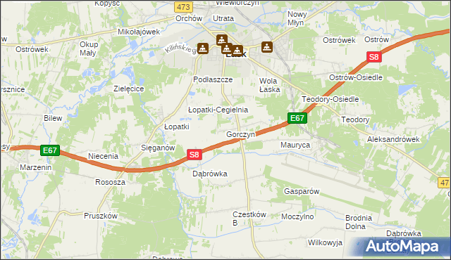 mapa Gorczyn, Gorczyn na mapie Targeo