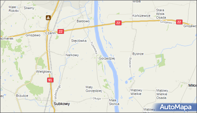 mapa Gorzędziej, Gorzędziej na mapie Targeo