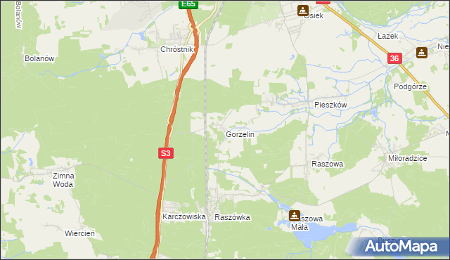 mapa Gorzelin, Gorzelin na mapie Targeo