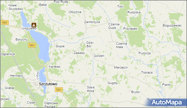mapa Gorzeń gmina Szczutowo, Gorzeń gmina Szczutowo na mapie Targeo
