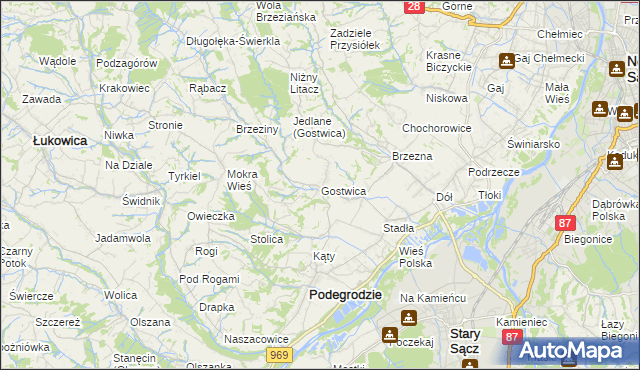 mapa Gostwica, Gostwica na mapie Targeo