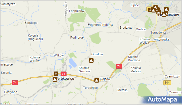 mapa Gozdów gmina Werbkowice, Gozdów gmina Werbkowice na mapie Targeo