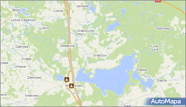 mapa Grąbczyn gmina Szczecinek, Grąbczyn gmina Szczecinek na mapie Targeo
