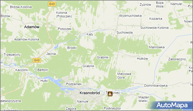 mapa Grabnik gmina Adamów, Grabnik gmina Adamów na mapie Targeo
