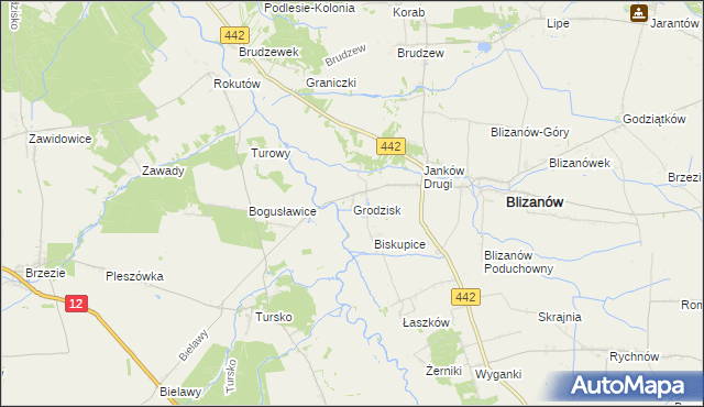 mapa Grodzisk gmina Blizanów, Grodzisk gmina Blizanów na mapie Targeo