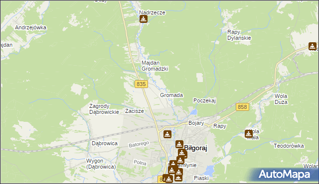 mapa Gromada gmina Biłgoraj, Gromada gmina Biłgoraj na mapie Targeo