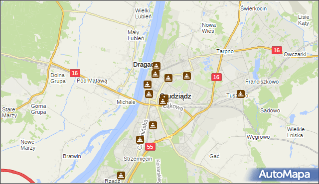 mapa Grudziądza, Grudziądz na mapie Targeo