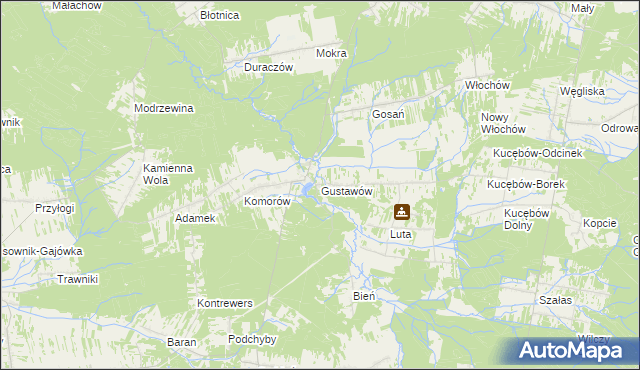 mapa Gustawów gmina Stąporków, Gustawów gmina Stąporków na mapie Targeo
