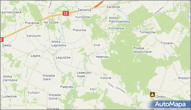 mapa Helenów gmina Przyłęk, Helenów gmina Przyłęk na mapie Targeo