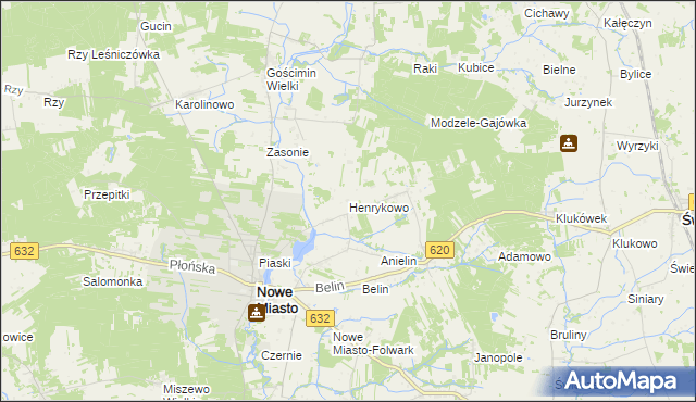 mapa Henrykowo gmina Nowe Miasto, Henrykowo gmina Nowe Miasto na mapie Targeo