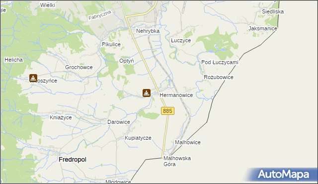 mapa Hermanowice, Hermanowice na mapie Targeo