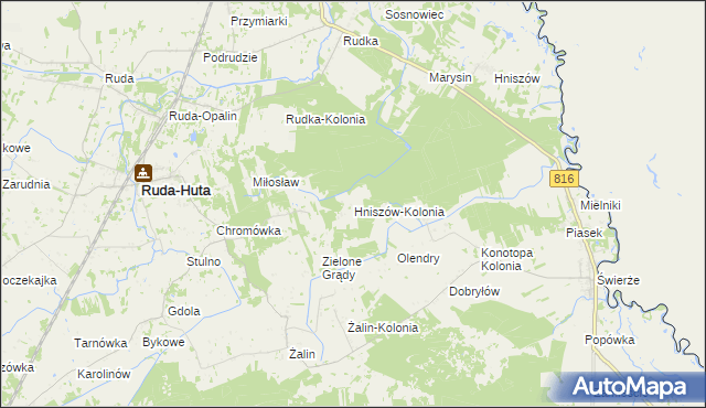 mapa Hniszów-Kolonia, Hniszów-Kolonia na mapie Targeo