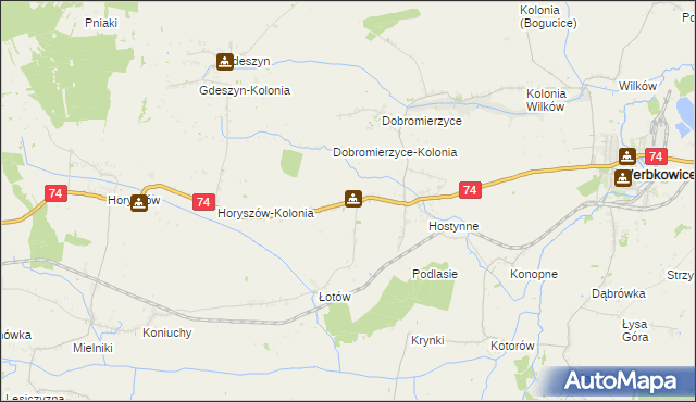 mapa Hostynne-Kolonia, Hostynne-Kolonia na mapie Targeo