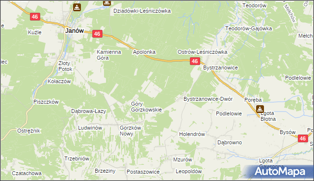 mapa Hucisko gmina Janów, Hucisko gmina Janów na mapie Targeo