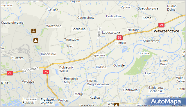 mapa Igołomia, Igołomia na mapie Targeo