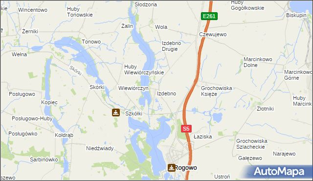 mapa Izdebno gmina Rogowo, Izdebno gmina Rogowo na mapie Targeo