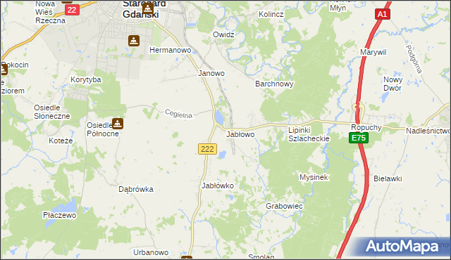 mapa Jabłowo, Jabłowo na mapie Targeo