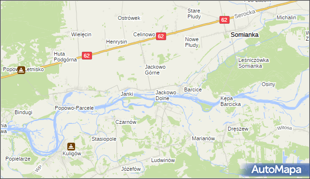 mapa Jackowo Dolne, Jackowo Dolne na mapie Targeo