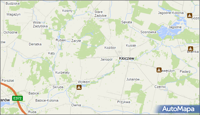 mapa Janopol gmina Kłoczew, Janopol gmina Kłoczew na mapie Targeo