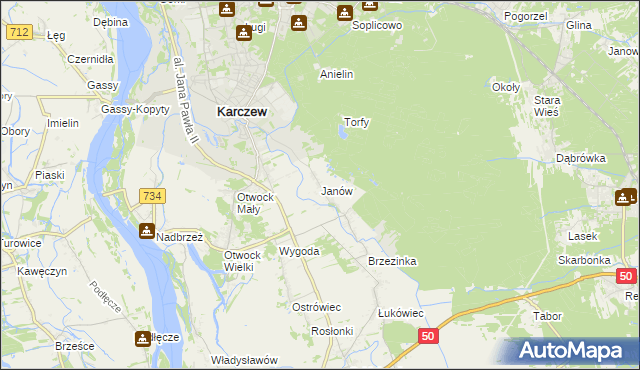 mapa Janów gmina Karczew, Janów gmina Karczew na mapie Targeo